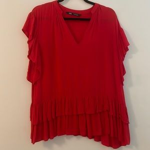 ZARA red blouse. Flowy top. Perfect for spring and summer!
